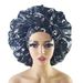 Women's Hats Tie Strap Sleeping Cap With Printed Wide Brim Oversized Satin Round Cap New Beauty Salon Hair Care Cap_viptrois.com