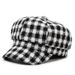 Autumn New British Women's Octagonal Korean Fashion Versatile Style Plaid Beret Artist Hat_viptrois.com