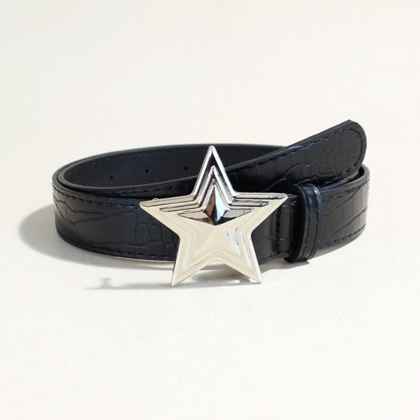 Crocodile Pattern High Grade Red Belt For Women Decorative Skirt With Casual Style Five Pointed Star Personalized Belt_viptrois.com