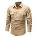 Vintage Work Shirt For Men, Long Sleeve Casual Loose Fit Spring Style, Trendy Retro Denim Shirt Jacket_viptrois.com