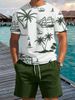 Summer Men's Printed Shorts Short Sleeves Casual Beach Suit_viptrois.com