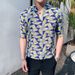 Men's Clothing New Summer Three Quarter Sleeve Shirt Personality Triangular Pyramid Print Loose Version Shirt_viptrois.com