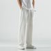 Men's Clothing Trendy Spring And Autumn Linen Casual Pants Drape Loose Wide Leg Trousers_viptrois.com