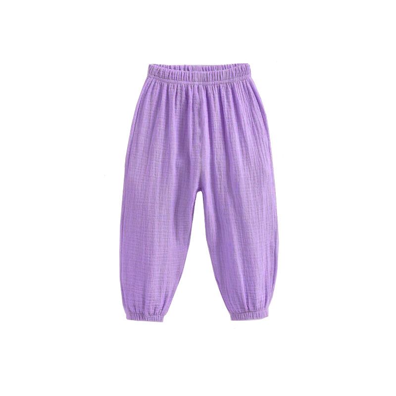 XUANMU Summer Boys Girls Pants Children Solid Color Cotton Linen Loose Harem Pants Casual Kids Hight Waist Pleated Trousers XB009_viptrois.com
