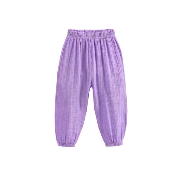 XUANMU Summer Boys Girls Pants Children Solid Color Cotton Linen Loose Harem Pants Casual Kids Hight Waist Pleated Trousers XB009_viptrois.com