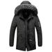 Men's Clothing Winter Parka With Detachable Raccoon Fur Hood, Thick Fleece-Lined Jacket For Cold Weather, Casual Zip-Up Coat_viptrois.com