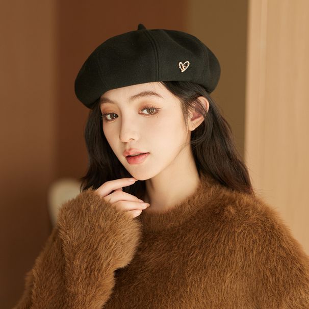 New Large Head Circumference Beret For Women 2024 Korean Version Simple Solid Color Autumn Winter Fashion Artistic_viptrois.com