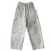Men's Clothing American Style White And Gray Dirty Wide Leg Pants, High Street Design, Distressed And Versatile For Men_viptrois.com