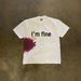 Men's Heavyweight Cotton T-Shirt 'I'm Fine' Printed American Style Oversized Retro Loose Short Sleeve Casual Top for Y2K Trendy Look_viptrois.com