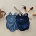 Newborn Baby Cotton Embroidered Denim Romper - Sleeveless Adjustable Straps Unisex Infant Jumpsuit For Spring Summer"_viptrois.com