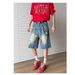 Men's Clothing Floral Embroidery Design Denim Shorts For Men SummerRetro Patch Shorts Trendy Straight Wide Leg Pants_viptrois.com