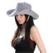 Fashionable Grid Sun Hat For Women, Summer Cycling Travel, UV Protection, Large Eave, Small Fresh Fisherman Hat, Trendy_viptrois.com