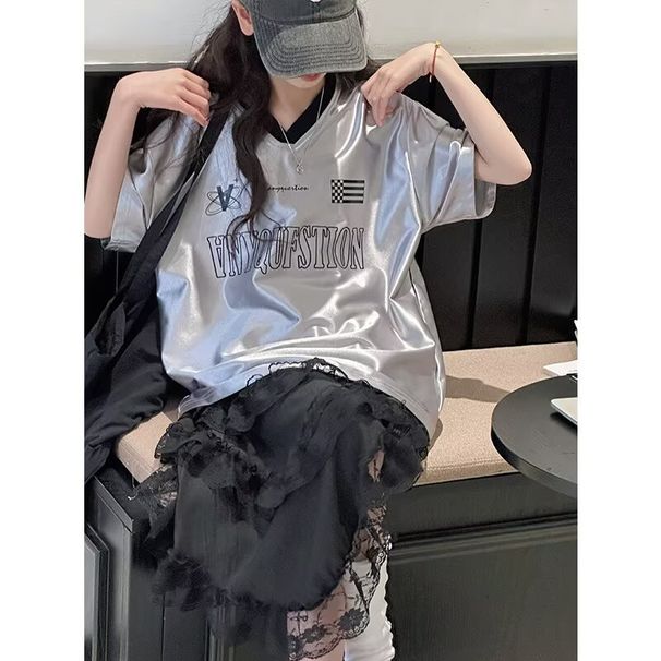 Short Sleeve T-Shirt For Men And Women Summer Relaxed Versatile Casual Letter Print Sweatshirt Top_viptrois.com