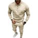 Men's Solid Color Casual And Fleece Warm Zip Tracksuit_viptrois.com