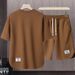 Matching Round Neck Casual Set Thin Summer Ice Silk Short Sleeve T-Shirt Men Breathable Cool Two Pieces_viptrois.com