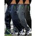 Men's Casual Workout Jogger Pants With Drawstring Waist - Breathable Polyester, Elastic Cuffs, Multi-Pocket Design For Outdoor & Gym_viptrois.com