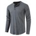 2023 Autumn And Winter European And American Men's Clothing Henry Collar Long-sleeved T-shirt, Foreign Trade Men's Shirt Waffle T-shirt Bottoming_viptrois.com