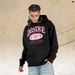 American Style Fleece-lined Thickened Hoodie With Text Print, Loose Fit Trendy High Street_viptrois.com