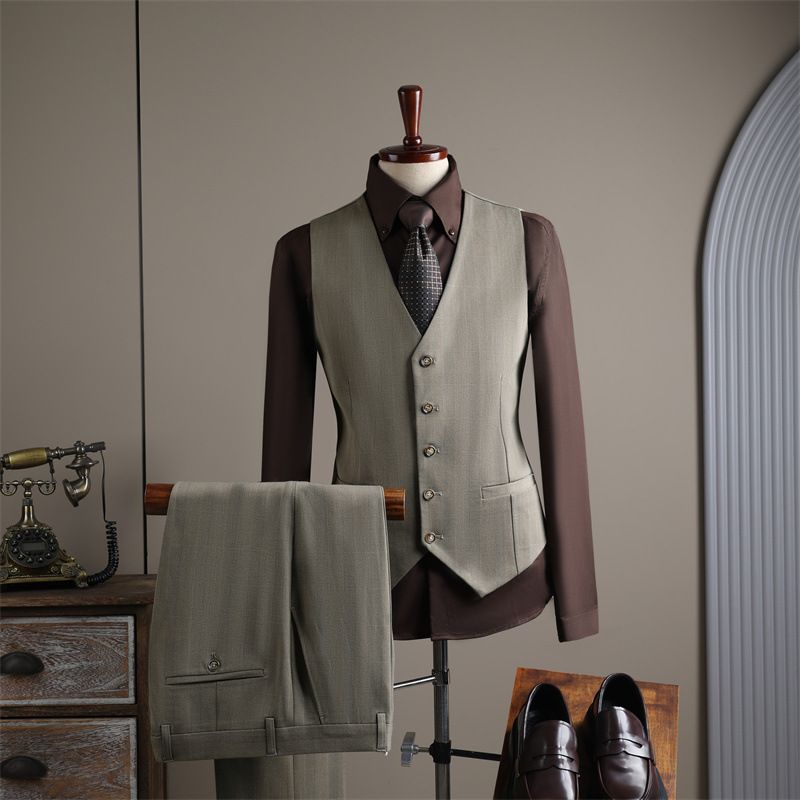 Men's Clothing Men's Checkered Suit Set - Business Casual Blazer & Pants For Wedding, Office & Formal Events (Jacket + Vest + Trousers Options)_viptrois.com