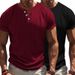 Cross-border Summer New American Quick-drying Men's Jacquard Pit Strip Breathable Henry Shirt Short-sleeved Two-piece Men's_viptrois.com