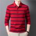 Counter Autumn Winter New Long Sleeve Men's Cotton Striped Top Casual Polo Shirt Turn-Down Collar Pocket T-Shirt_viptrois.com