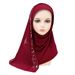 Women's Hijab ladies' pullover headscarf solid color bamboo cotton hard hat brim hot diamond wrap scarf_viptrois.com