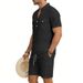 Men's Summer Casual Linen Shorts Suit Henry Style Loose Breathable Outdoor Workwear Sports Set_viptrois.com