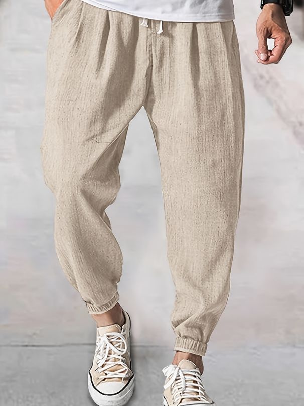 Men's Summer Casual Loose Fit Breathable Drawstring Joggers With Multiple Pockets In 14 Colors Relaxed Fit With Versatile Cuff_viptrois.com