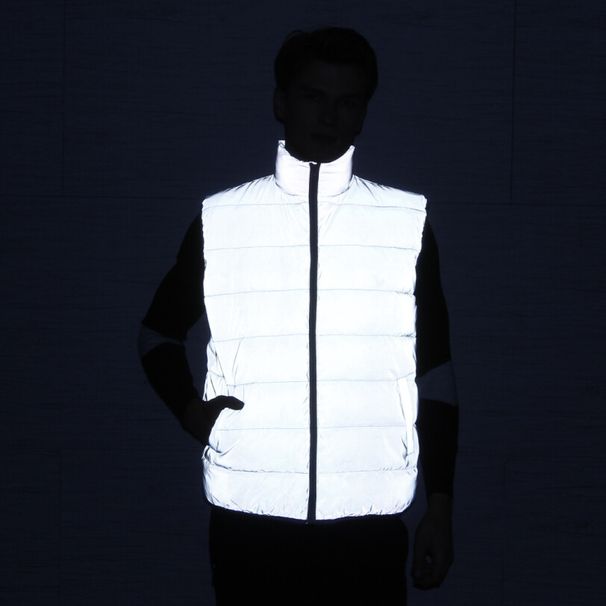 Men's Clothing reflective white duck Silk cotton vest ins outdoor sports warm vest waistcoat_viptrois.com