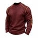 Cross-Border Foreign Trade New Hot Selling Long Sleeve Waffle Round Neck Top Sports Casual Men's T-Shirt_viptrois.com
