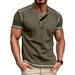 Men's Clothing Men's Short Sleeve Henry Shirt Men's Round Neck T Shirt 3 Button Top Men_viptrois.com