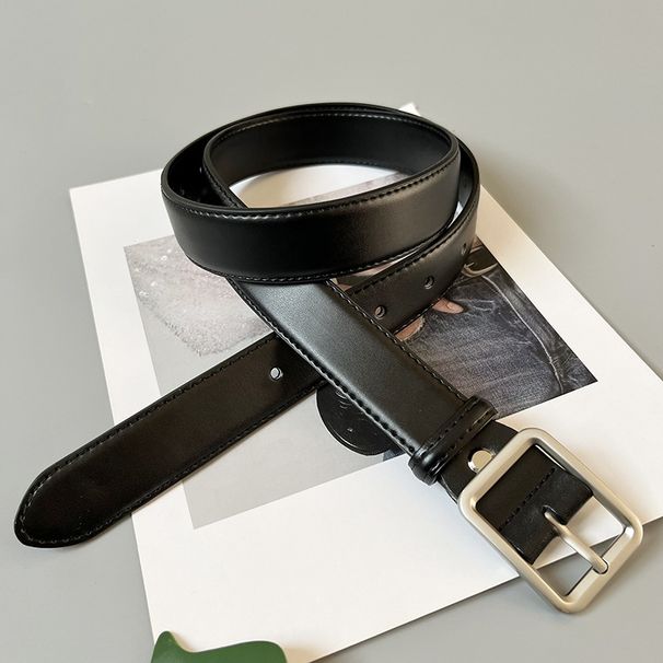 Jeans belt for women genuine leather pure cowhide versatile fashion ins style decoration with suit black retro belt trendy_viptrois.com