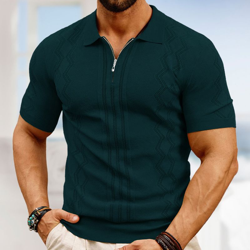 Men's business casual knitted Polo shirt Amazon foreign trade new style cool silk men's knitted sweater SY0045_viptrois.com