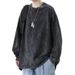 American Retro Pure Cotton Washed Long Sleeve T-Shirt For Men High Street Loose Couple Round Neck Pullover Tee Top_viptrois.com