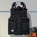 Men's Winter Padded Vest Jacket - Thickened Warm Workstyle Sleeveless Coat For Outdoor & Casual Wear (Black/Red/Beige/Blue/Brown/Gray, L-6XL)_viptrois.com