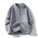 Men's Half-Turtleneck Button Sweater – Warm Winter Knit Pullover (Black/Grey/Beige, M-3XL)_viptrois.com