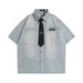 Men's Clothing Brand Tie Decorated Short Sleeved Shirt For Men And Women Retro Tie Dye Gradient Washed Loose Couple Shirt_viptrois.com