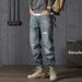 Men'S Heavy Duty Washed Vintage Patch Ripped Jeans_viptrois.com
