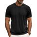 Men's Clothing Short Sleeved T Shirt Jacquard Sweater Round Neck Ribbed Pullover Top_viptrois.com