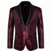 Men's Slim Fit Jacquard Suit Jacket Trendy Style Single Button Banquet Wedding Emcee Attire_viptrois.com