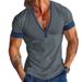 INS2024 Summer Quick-Dry Short Sleeve Casual Men's V-Neck Plus Size Striped T-Shirt Top_viptrois.com