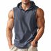 Men's New Summer Hooded Undershirt Sports Fitness Training Zipper Cardigan Sleeveless Vest Tops_viptrois.com