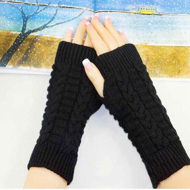Men's Gloves Winter fingerless gloves women's computer short gloves warm and long gloves Japanese and Korean popular half finger wool flat gloves_viptrois.com
