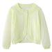 Girls' Knit Cardigan Summer Cover-Up Lace Shawl Outerwear Lightweight Breathable Soft Cotton Blend Long Sleeve Round Neck_viptrois.com