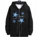 Men's Clothing Men's Star Print Zip-Up Hoodie - Casual Fleece-Lined Jacket With Contrast Stitching Fashion Trends_viptrois.com