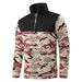 Men's Fleece-Lined Camo Half-Zip Sweatshirt - Winter Stand Collar Pullover, Soft Velvet Interior, Trendy Streetwear (Black/Camo Green/Khaki)_viptrois.com