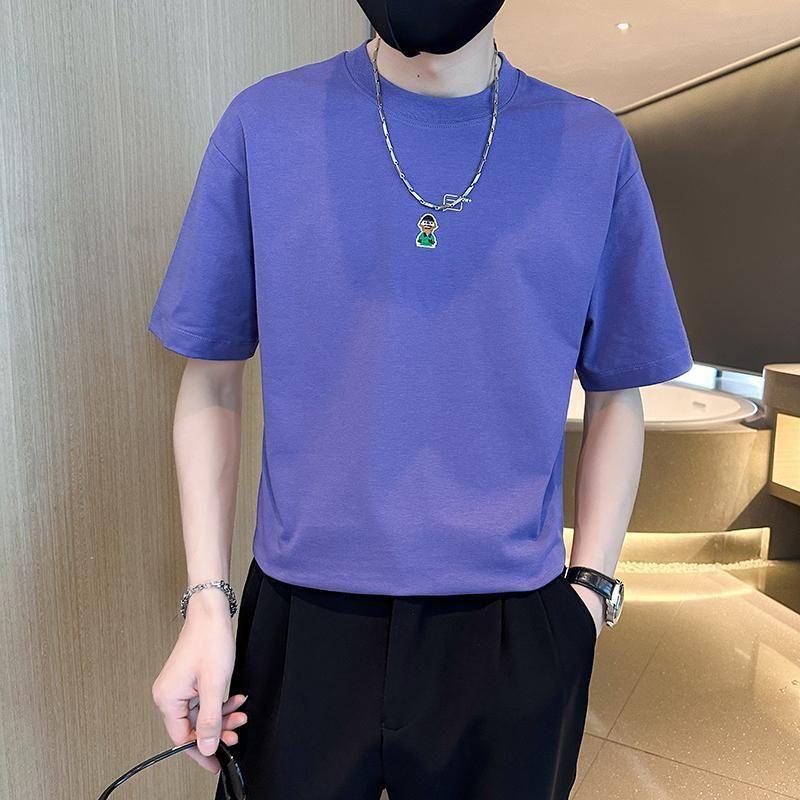 Summer Five-quarter-sleeved T-shirt Loose Short-sleeved Ins Trendy Brand Half-sleeved 2025 New Men's Top Summer Clothes T-shirt_viptrois.com