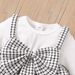 "Elegant Checkered Bow Baby Girl Outfit Set - Long Sleeve Top & Pants, Soft Polyester Blend, Princess Style (1-3 Years, 80-100cm)"_viptrois.com