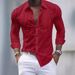 Men's Casual Plaid Shirt Long Sleeve Pocket Decorated Large Size Polyester Cardigan Top Spring Autumn_viptrois.com