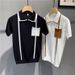 Men's Clothing Summer Polo Shirt Men's Short Sleeved Net Celebrity Trend Brand Knitted Half Sleeved Ice Silk T Shirt BritishSlim And T Shirt Top_viptrois.com